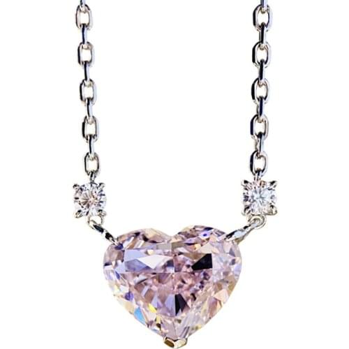 Crystal Heart Necklace for Women Yellow/pink/clear Lover Heart Shape Pendant Jewelry Dainty Bridesmaid Gift Minimal Necklace k94