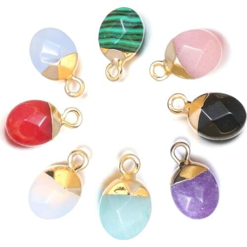 Fine Natural Stone Pendants Reiki Heal Cute Faceted Oblate Tiger Eye Opal Crystal for Jewelry Making Necklace Earrings