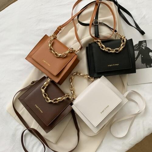 Popular Simple Female Daily Bag Fashion Messenger Chain Handbag Solid Lady Shoulder Tote Bag PU Leather Handbags