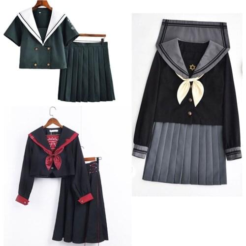 Daily wear Schoolgirl Uniform Traditional Japanese School girls Uniforms Students Clothes For Girls Anime COS Sailor Navy Suit