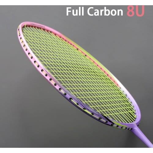 High Quality Ultralight 8U Carbon Fiber Badminton Racket Strung Offensive Type 22-28 LBS Rackets With Strings Bags Sports Padel