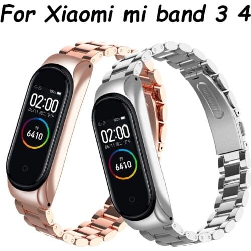 For Xiaomi Mi Band 3 4 Stainless Steel Strap Smart Wristband for Xiami Xiomi Miband3 Miband4 M4 Bracelet Accessories Watch Band