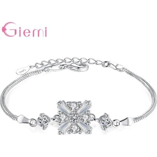 Luxury Brand 925 Sterling Silver Bracelet For Women Bangles Square Cubic Zirconia Adjustable Party Wedding Pulseira Jewelry