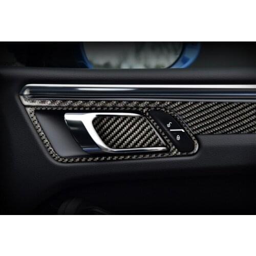 Carbon Fiber Car Styling Inner Door Handle Frame Decoration Sticker Trim For Porsche Macan 2015-18 Interior Door Bowl Decals