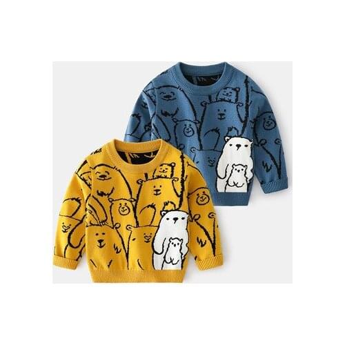 2021 Autumn Winter New Baby Boys Casual Sweaters Kids Boys Casual Sweater Kids Cartoon Pullover Casual Sweater Toddler Knit Coat
