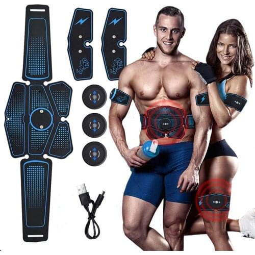 Abdominal Muscle Stimulator Trainer Rechargeable EMS Abs Fitness Equipment USB Total Abs Belly Arm Machine Home Gym Fitness