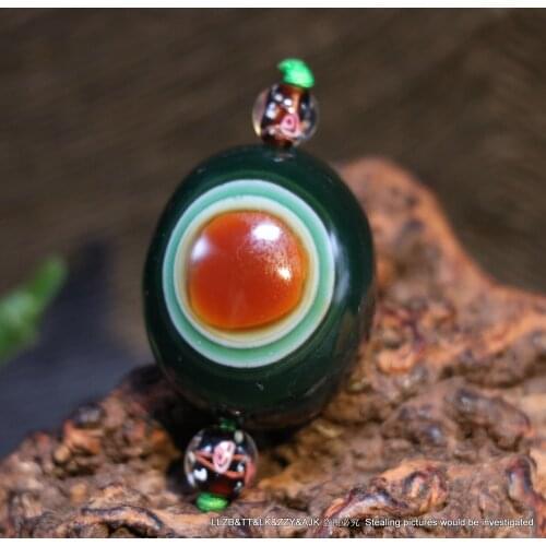 Treasure Unique Ultra Energy Tibetan Natural Old agate Colorful Goat Eye dZi Bead Amulet UP703B2 Timestown UPD22