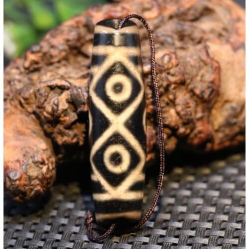 Unique Magic Energy Tibetan Old Agate 6 Dragon Eye Wide Hole dZi Bead Totem Pendant 4A