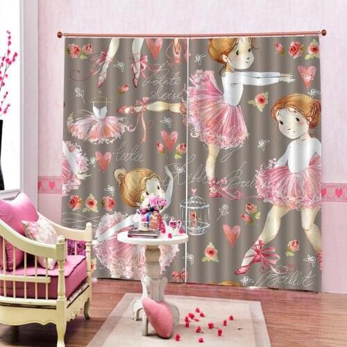 Ballet Dancing Girl Luxury Blackout Window Curtain For Childrens room Birthday Party Window Curtains Customizable any size