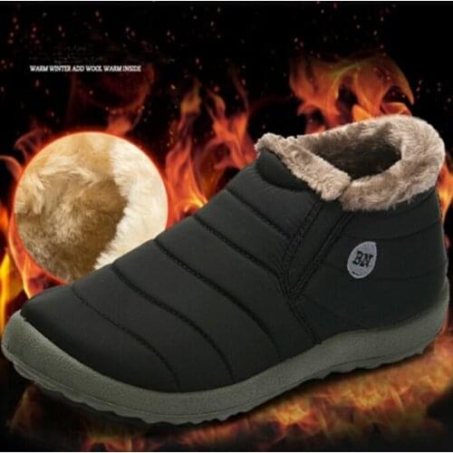 Snow Boots Women Shoes Winter Flat Unisex Ankle Boots Female Slip On Furry Fur Skid Plus Size Warm Plush Couple Style Cotton