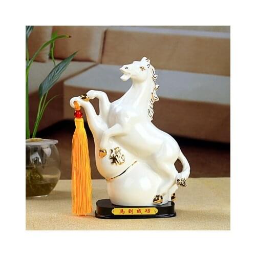 Zodiac horse ceramic red horse decoration sculpture horse wealth as jade porcelain white crafts sculpture statues Home