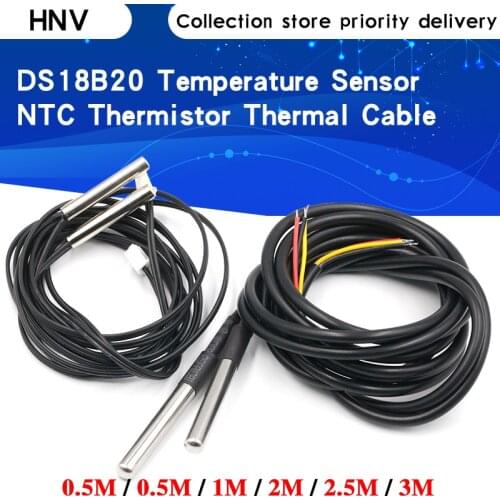 0.5m/1m/2m/2.5m/3m DS18B20 DS18S20 NTC 10K 1% 3950 Waterproof Digital Temperature Sensor Probe NTC Thermistor Thermal Cable