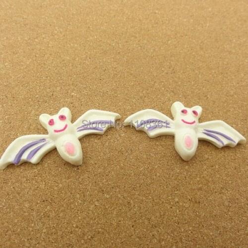 1pcs/lot resin flat back Halloween beige white bat cartoon animal 43mm Cabochons Hair Bow Center DIY Christmas decration C114-2