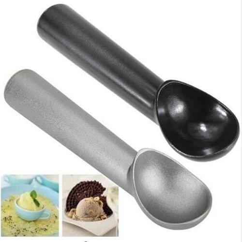 100PCS Silver Gray Black Kitchen Deluxe Metal Non-Stick Anti-Freeze Dessert Ice Cream Scoop Spoon 18cm long Hand Washable Scoop