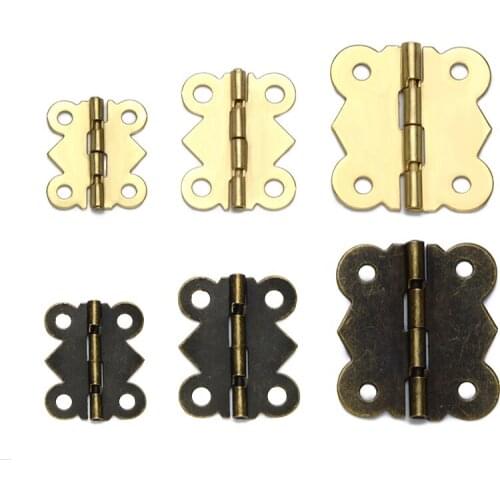 12pcs Small Heavy Duty Butterfly Shape Jewelry Chest Gift Wooden Music Box Wine Case Dollhouse Hinge with 4screws 2 color 3 size