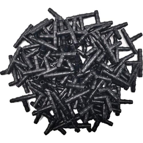 200Pcs 1/4 Inch Universal Barbed Tee Fittings, Drip Irrigation Barbed Connectors for 1/4 inch Water Hose Connectors