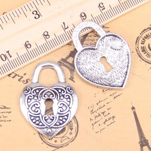 6pcs Charms heart lock 32x22mm Antique Pendants,Vintage Tibetan Silver Jewelry,DIY for bracelet necklace