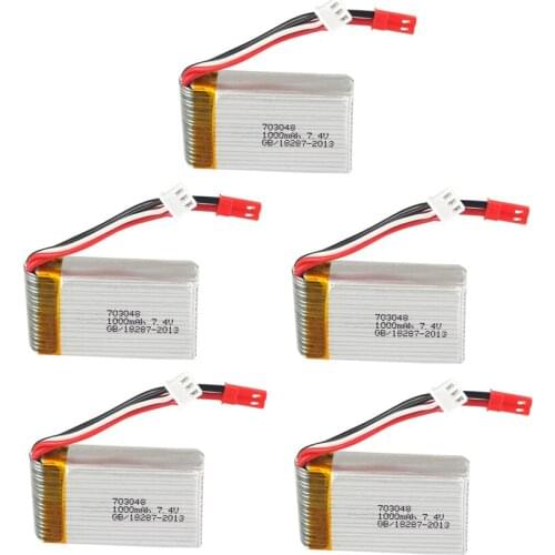 5pcs 2s 7.4V 1000mah Battery For MJXRC Battery Lipo 7.4 V 1000 mah 703048 2s JST Plug toy battery