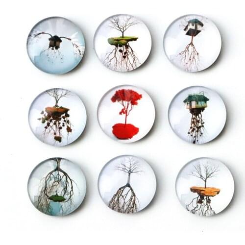 Free shipping (9pcs/lot) Creative Round Glass Fridge Magnet Message Stickers for Gift/Party Home/Kitchen Decor Cute Photo Magnet