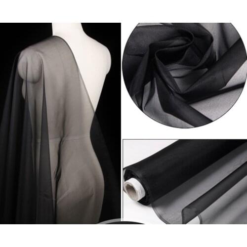 Colour Silk Organza Fabric 100% mulberry silk 5.5 mm 114 cm width 23.6 gsm skin grey black colors 80 yards small wholesale