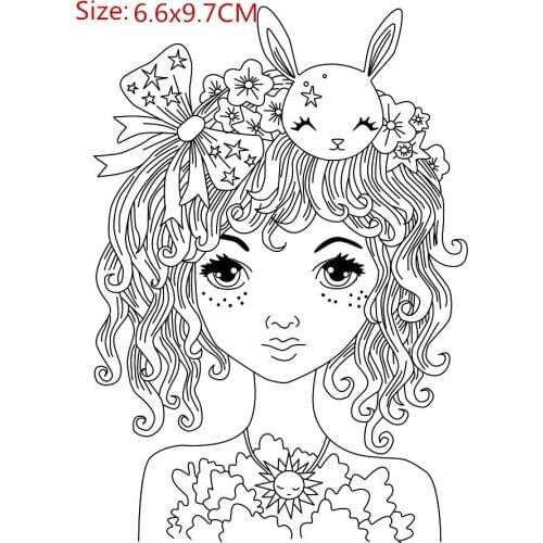 Long hair girl Transparent Silicone Rubber Stamp and metal die Sheet Cling Scrapbooking DIY Cute Pattern Photo Album Stamp