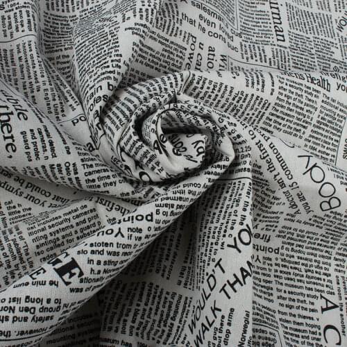 Newspaper Cotton Linen Blend Fabric Home Decor Tablecloth Upholstery Curtain 150x50cm Sold By The Half Meter