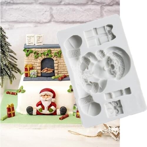 Sitting Santa Mould Fondant Cake Decorating Tools Silicone Molds Sugarcrafts Chocolate Baking Tools for Cakes Gumpaste Form