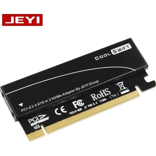 JEYI Cool Swift PCIE3.0 NVME Adapter x16 Full Speed M.2 2280 Heatsink Cooling aluminum sheet Thermal conductivity silicon wafer