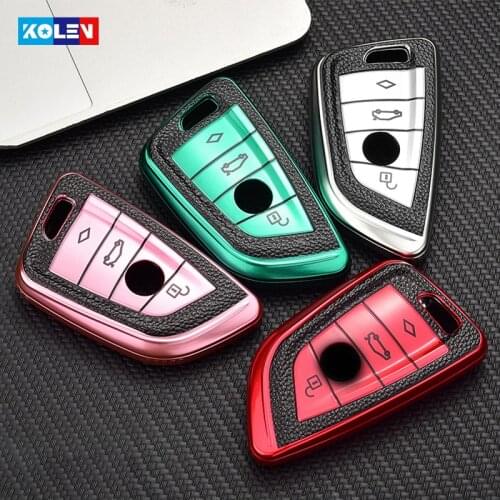 Leather + TPU Car Remote Key Cover Case Shell Fob Keychain For BMW 1 2 3 5 7 Series X1 X3 X5 X6 F39 F48 F15 F16 G20 G30 F30 F10