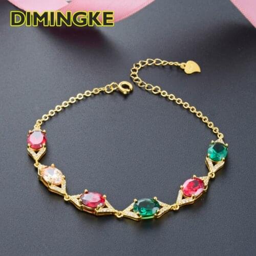 DIMINKGKE 6*8MM 6 Colorful Crystal S925 Silver Bracelet High Jewelry Party Lover Gift 17.5+3CM
