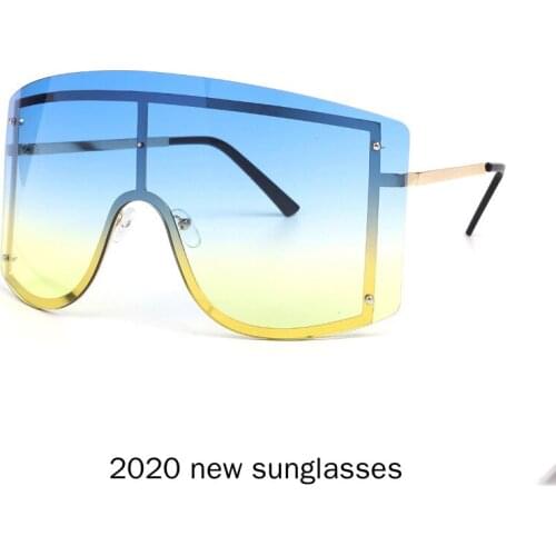 MINCL/Winfproof Sunglasses For Women One Piece Big Lens Square Sun Glasses Men Rimless Vintage Retro Shield Chic Cool Shades NX