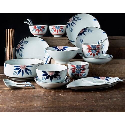 Dish bowl set family combination tableware set household creative dish dish net red soup bowl home big rice bowl ceramic