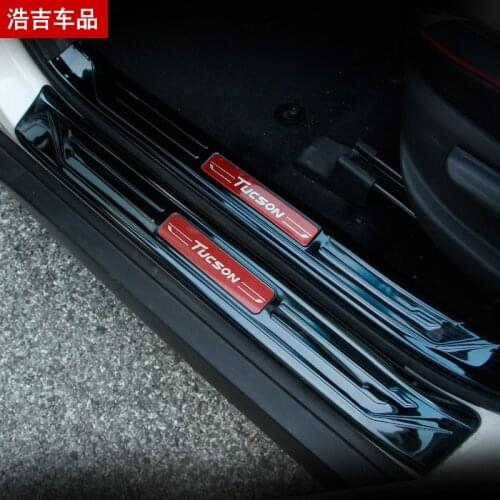 Stainless steel Plate Door Sill Welcome Pedal Car Styling Accessories (inside + outside) For Hyundai Tucson 2015--2018