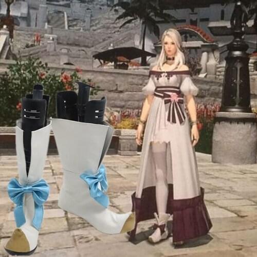 Final Fantasy XIV White Mage Cosplay Shoes Boots for Adult Women Shoes Costume Accessories Custom Made Halloween Party Shoes