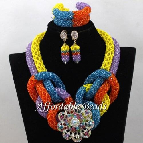 Wholesale African Bridal Beads New Nigerian Beaded Jewelry Fashion Design Free Shipping NCD165