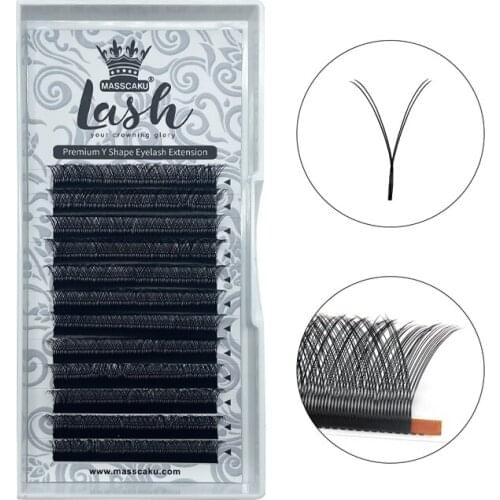 Profesional Private Label Custom Box Korean PBT 8-15mm Y Shape New Style Premium Mink Y lash extension For Solon Lash Supplies