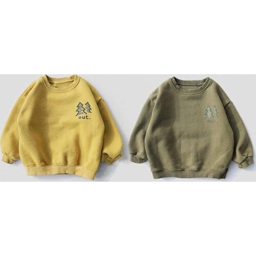 Simple Childrens Winter New Top kids Fashion Back Printing Plush Soft Waxy Sweater