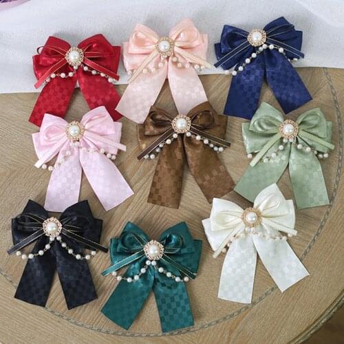 Multicolor Handmade Bow Bead Chain Lolita Hairpin Versatile Hair Clip Soft Girl Lolita Sweet Brooch Pin Side Clip Accessories