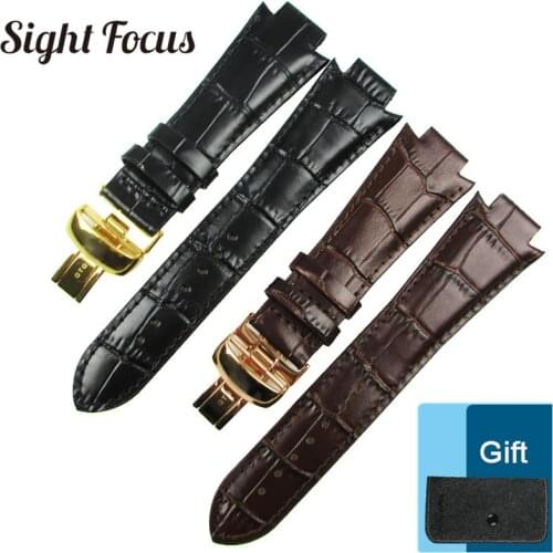 10mm(WOMEN) 14mm(MEN) Convex End Calfskin Leather Watch Band for Tissot t60 Butterfly Clasp Black Brown Strap Watch Accessories
