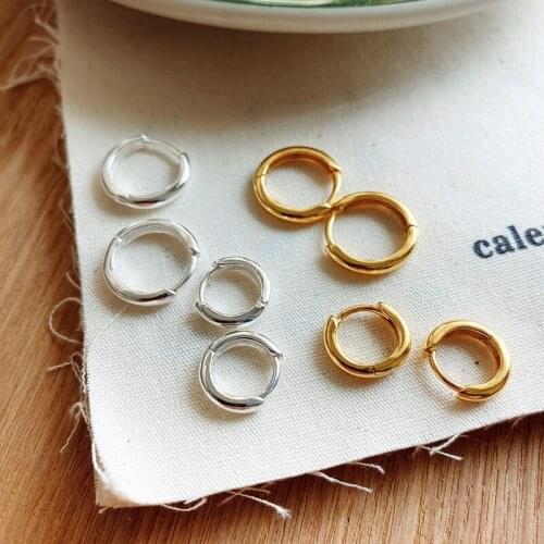 WTLTC 10mm 15mm Round Hoop Earrings for Women 925 Sterling Sliver Small Earrings Hoops Simple Geometric Circle Earrings Bijoux