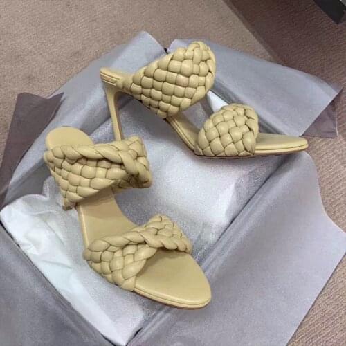 2021 New Women Brand Summer Slides High Quality Weave Open Toe Casual Slipper Leisure Sandal Female Beach Flip Flops