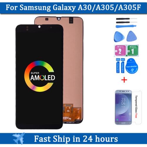Super Amoled 6.4'' For Samsung GALAXY A30 A305 LCD Display with Touch Screen Digitizer Assembly A305/DS A305FN A305G A305GN LCD