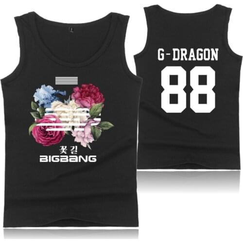 BIGBANG Flower Road Bodybuilding Sleeveless Shirt Plus Size Tank Tops Men Fitness Summer Vest Hip hop Tank Top Men Kpop Clothes