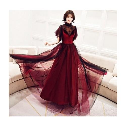 Wine red black veil buttfly sleeve long medieval dress Renaissance Gown princess cosplayVictoria/Marie Antoinette bell ball gown