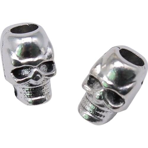 WYSIWYG 4pcs 10x7x8mm Hair Braid Beard Dreadlock Beads Rings Tube Skull Beads Fits DIY Jewelry Accessories