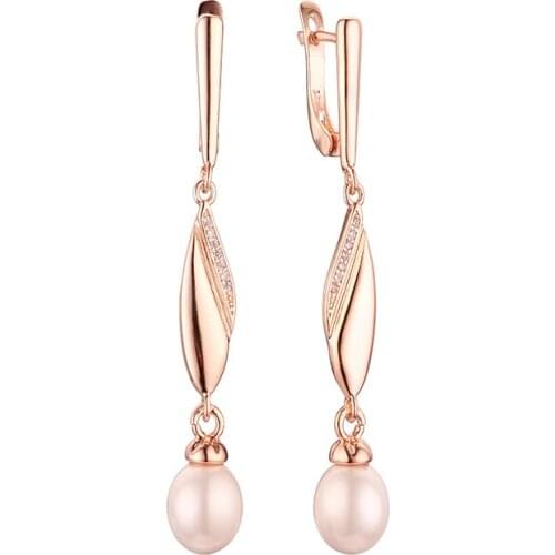 All-match Personality Temperament Pearl Big Earring Woman Simple 2021 New Earrings Rose Gold Color 585 Ear Buckles