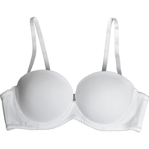 Yandw Push-up Strapless Bra Non-slip Convertible Multiway Women Plus Size Solid Plunge Underwear Strength Gather Brassiere