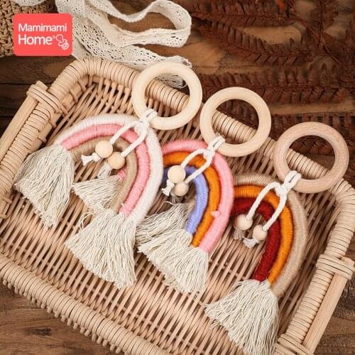 1pc Baby Teether Tassel Pacifier Chain Pendant Wooden Blank Ring Toys Gym Play ChildrenS Goods Newborn Nurse Gifts Wooden Beads