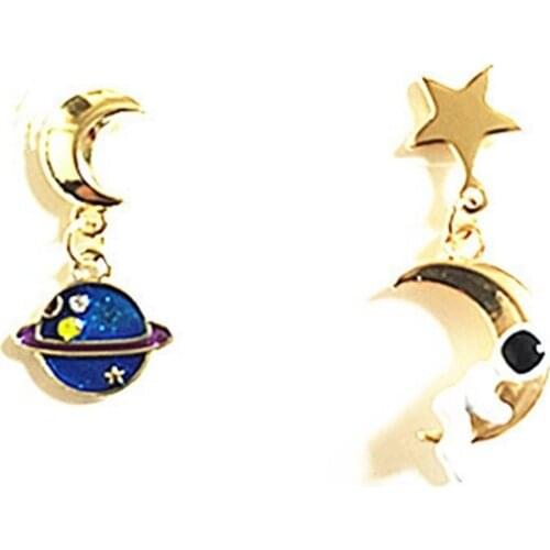 10 pair / lot fashion jewelry accessories new design metal star planet astronauts spaceman earrings women