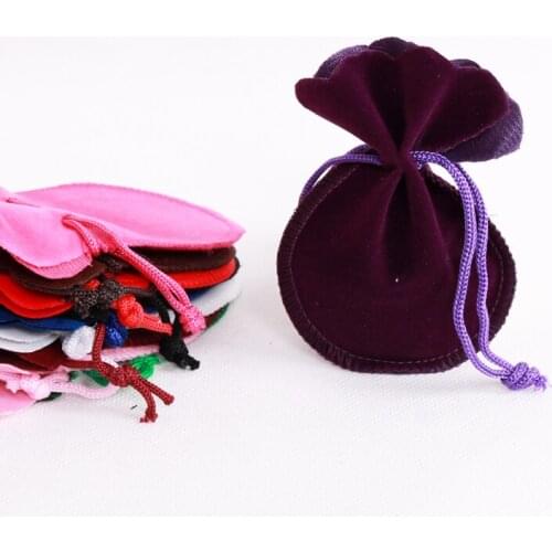 10pcs/lot Colorful Velvet Bags 7x9cm Gourd Drawstring Soft Pouches Jewelry Bags for Wedding Candy Gifts Packaging Bags Wholesale
